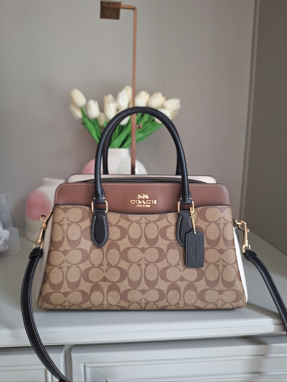 New Coach Darcie Carryall In Colorblock Signature Canvas NWOT